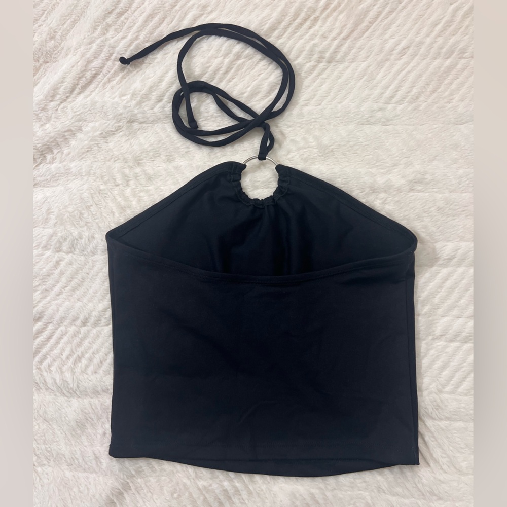 A&F Strappy Keyhole Halter Top in BLACK size small